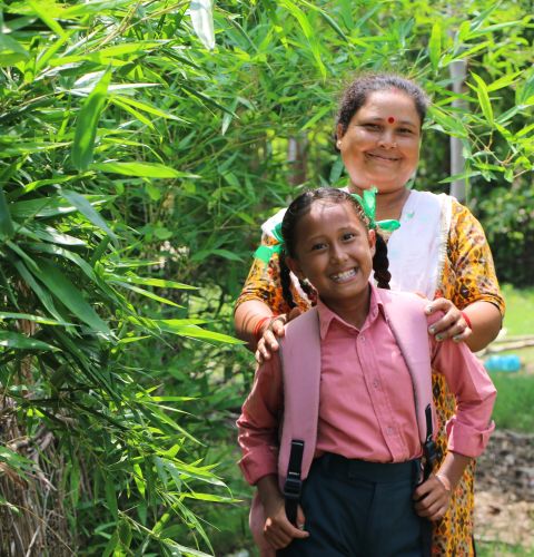 Rejina, 11, and her mum Radha, Nepal