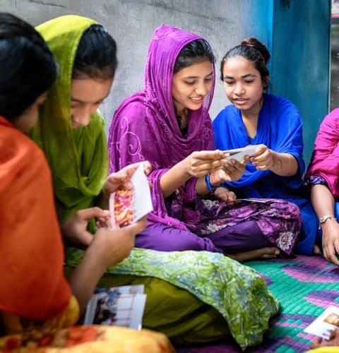 Girls from the Bangladesh research team spending time together. Fabeha Monir/ActionAid