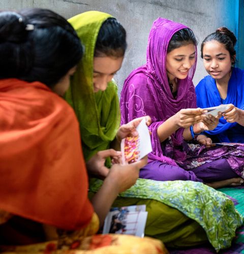 Girls from the Bangladesh research team spending time together. Fabeha Monir/ActionAid