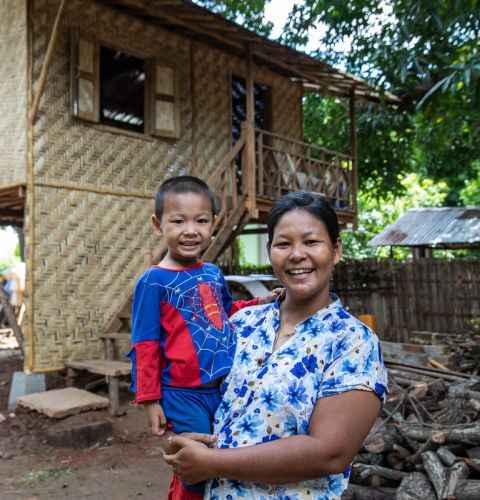 Woman holding a child