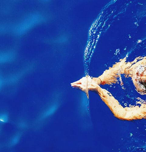 woman swimming in a pool