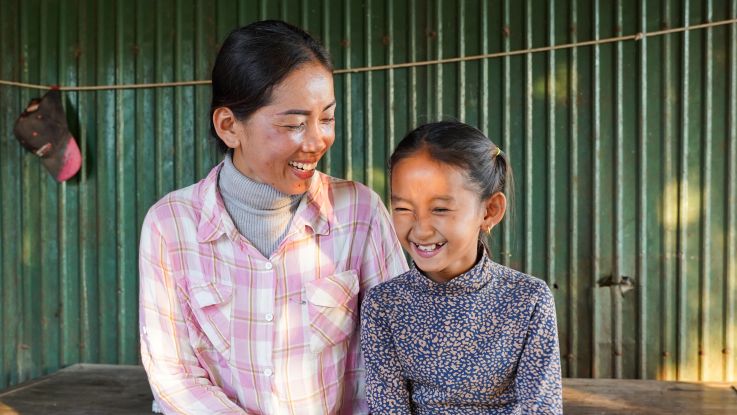 Sienglee with her mother, Hok