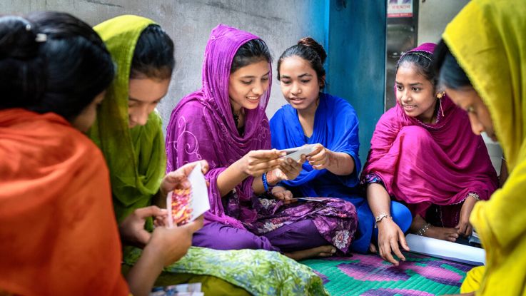 Girls from the Bangladesh research team spending time together. Fabeha Monir/ActionAid